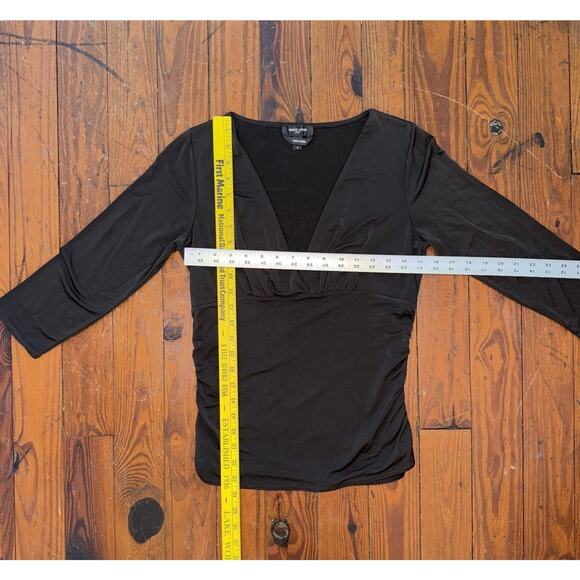 Herve Leger Paris Cutout Deep V Long Sleeve Top Black Womens M Chic Sexy Classic - Picture 7 of 9